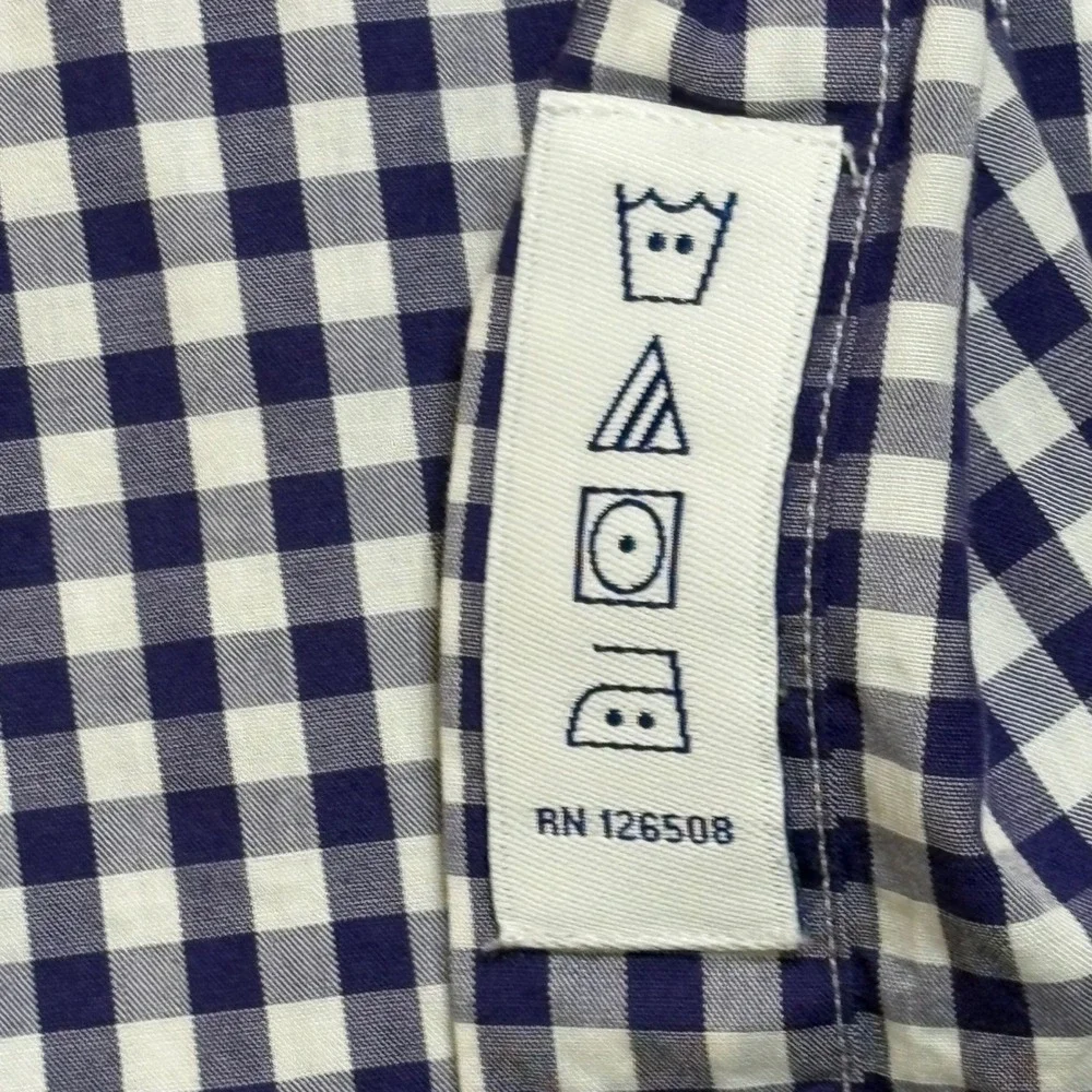 Thomas Dean Collegiate TCU Horned Frogs Gingham Button Down Shirt Mens XL Navy